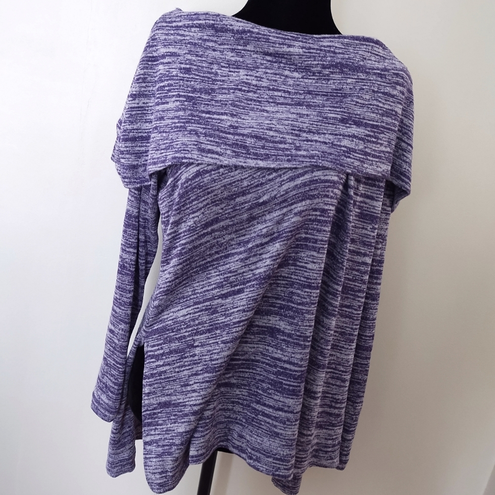 Cleo | Purple Heathered Cowl Neck Sweater